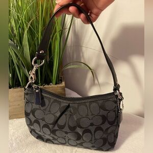 Coach Gray and Black Signature Shoulder Bag